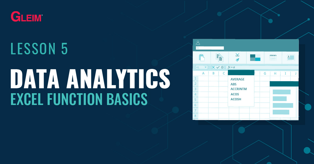 Data Analytics Lesson 5: Excel Function Basics